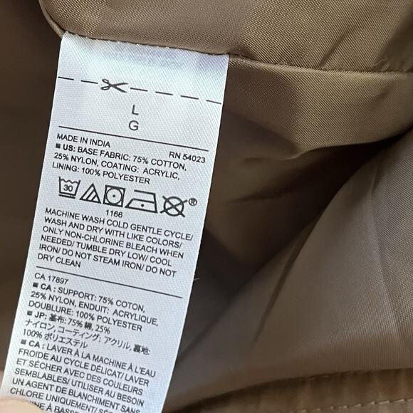 Banana Republic Mens Waxed Field Jacket Size L Dark Acorn Full Zip Coated - Picture 8 of 9